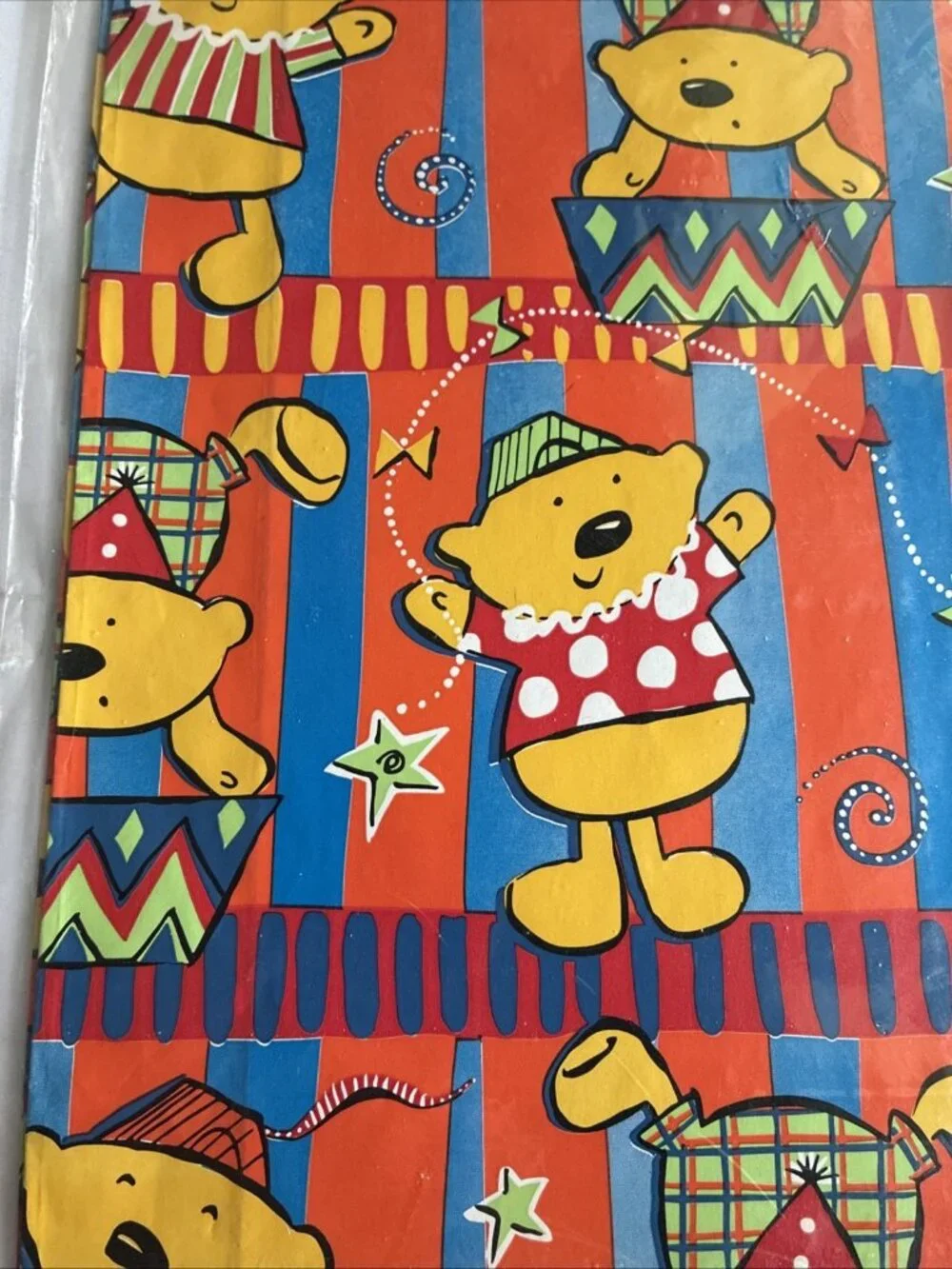 Vintage Teddy Bear Birthday Gift Wrap Wrapping Paper 2 Sheets NOS 20x30